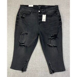 NEW Judy Blue Skinny Fit Capri Jeans Women's 24W Stretch Black Denim 41x20